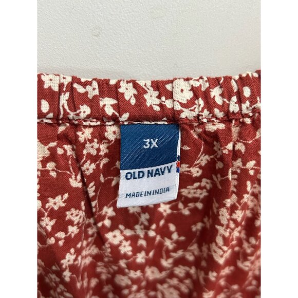 Old Navy NWT Womens Red Floral Print Top Off Shoulder Bubble Design Sz 3X - Picture 5 of 9